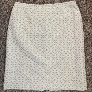 Cream beige eyelet cutout skirt size 12 polyester cotton knee length spring